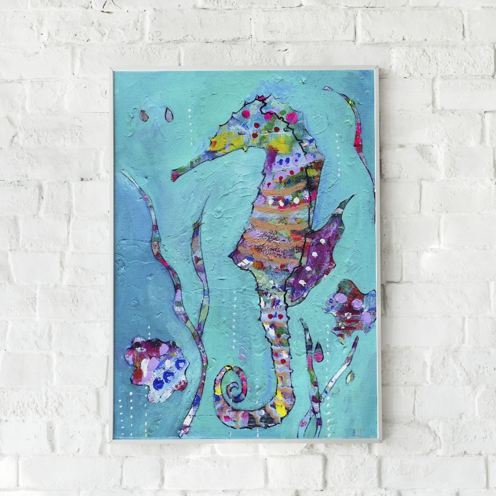 SEAHORSE PRINT, WALL DECOR, SEA LIFE ART